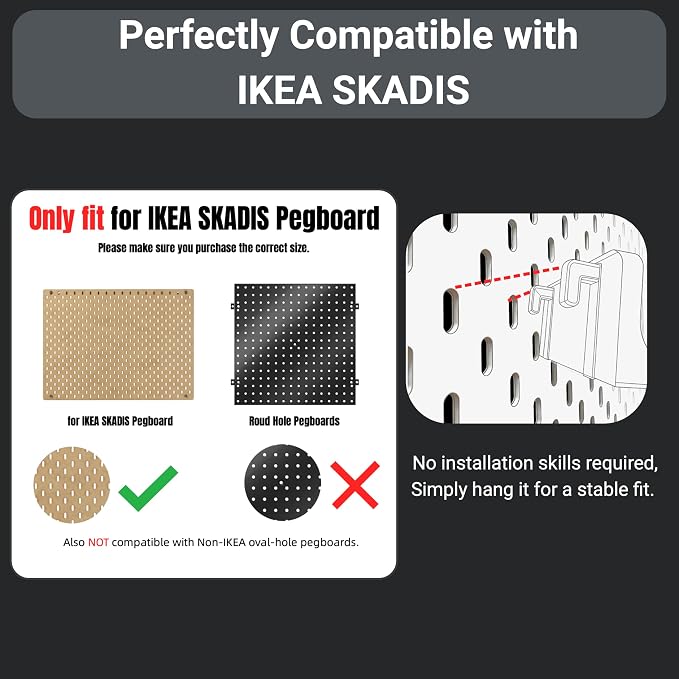 Pegboard Controller Holder Stand, Gampad Holder, Black | for PS5, Switch Pro/2, Xbox Controller, 2PCS, Compatible with IKEA Skadis - Image 8