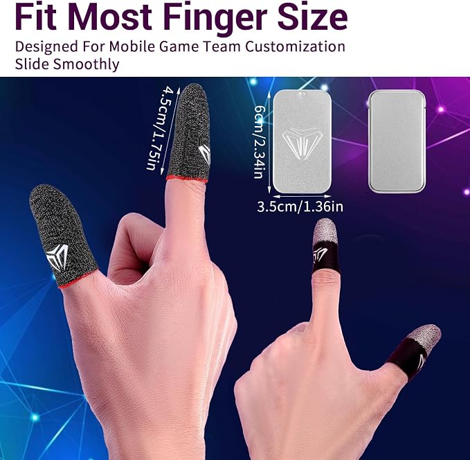 Sibba 4Pcs Mobile Gaming Finger Sleeves Ultra-Thin Carbon Fiber Thumb Sleeves for Mobile Games, Anti-Sweat & Anti-Slip Perfect Touchscreen Glide Gamer Profesionales, Universal with All Devices - Image 2