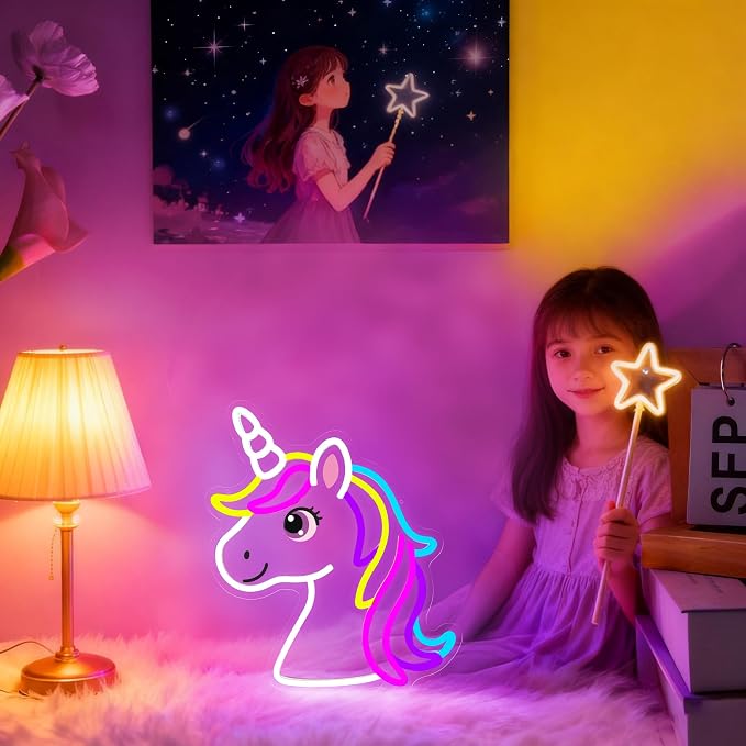 Unicorn Neon Sign for Girls Room Colorful Unicorn Neon Light Wall Decor - Image 3