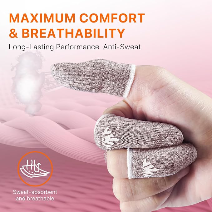 10 Pack Silver Fiber Dedales Gamer Anti Slip Sweat Proof Gaming Finger Sleeves Cots Mobile Phone Gloves Guantes para Durable Thumb Covers for Pubg (Pink 10-Pack + Storage Box) - Image 6