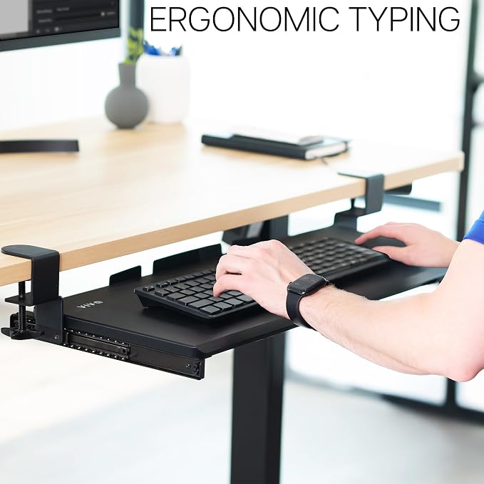VIVO Large Keyboard Tray Under Desk Pull Out with Extra Sturdy C Clamp Mount System, 27 (33 Including Clamps) x 11 Inch Slide-Out Platform Computer Drawer for Typing, Black, MOUNT-KB05E - Image 7