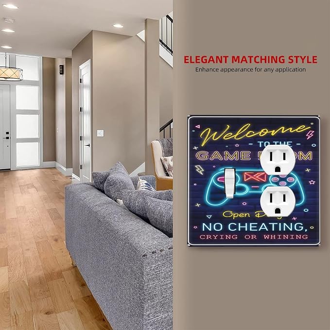 Decorative Outlet Covers Welcome to the Game Room Sign 2 Gang Combination 1 Toggle/1 Duplex Light Switch Cover Gfci Wall Plate Electrical Receptacle Switchplate for Bedroom Decor - Image 7