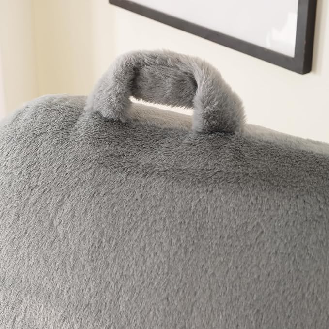 Soft Reading Pillow for Bed with Arms,Middle,Gray,Faux Fur | 17" Backrest with Arms for Gaming & Lounging,Oeko-TEX Certified Plush Back Pillow for Teens Room - Image 9