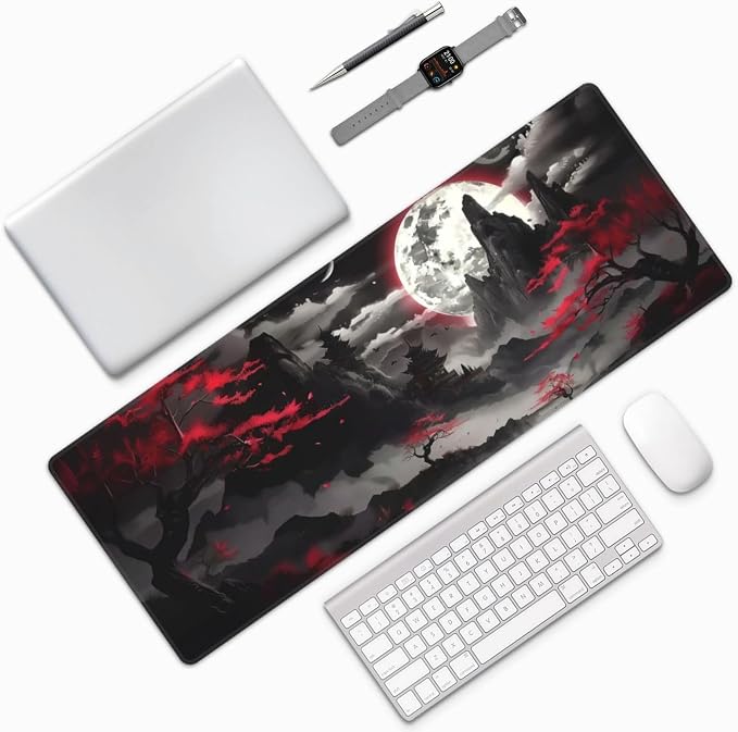 Extended Gaming Mouse Pad, Large Desk Mat XL Anime Mouse Pad Waterproof with Stitched Edges, Non-Slip Desktop Pad for Home and Office, Level Up Your 31.5x11.8 Inch (Night canyon2) - Image 8