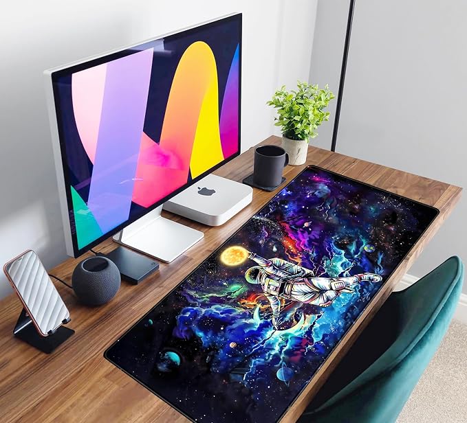 Astronaut Desk Space Mouse Pad for Boys - Galaxy Gaming Mouse Pad, 31.5x15.7in, Stitched Edges - Image 6