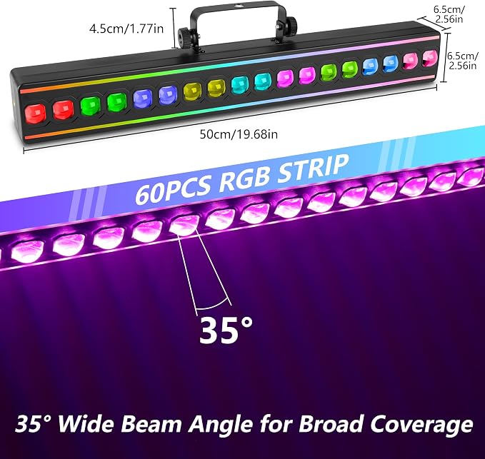 LED Stage Wash Light Bar 80W RGB 18 LED Stage Light Bar 28 Lighting Modes - Image 2
