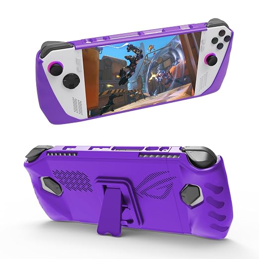 Premium TPU Case with Stand for ROG Ally Gaming Handheld, Protective Sleeve Cover Sweat-proof Anti-slip Case ROG Ally Protector (Purple) by Unknown