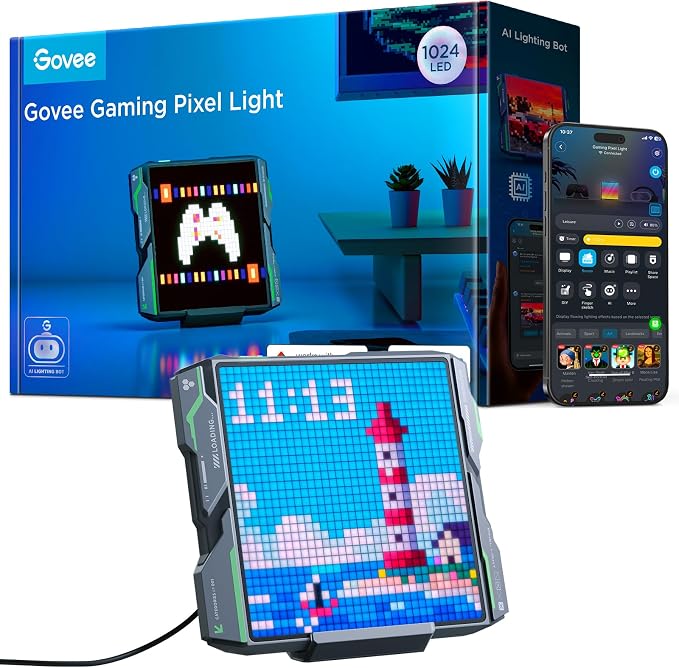 Govee Gaming Pixel Light, LED Panel with Real-time Info Display by Unknown