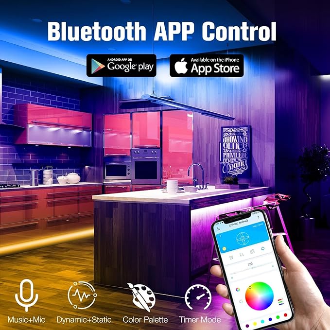 DAYBETTER LED Strip Lights 130 ft (2 Rolls of 65.6ft), LED Lights Smart App Control Lighting Bedroom Rome Decor with Remote, RGB Music Sync Color Changing LED Lights for Bedroom Party - Image 2
