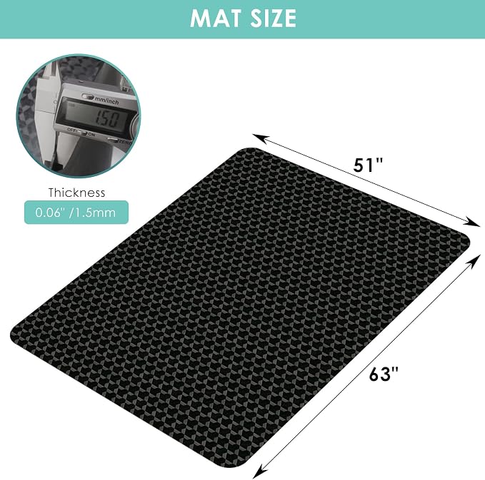 Vicwe Office Chair Mat for Hardwood Floor, 63" x 51" Chair Mat, Anti-Slip | Large, Easy Glide for Rolling Chairs, Easy Clean, Multi-Purpose Floor Protector Desk Chair Mat for Gaming, Home Office, Black - Image 7