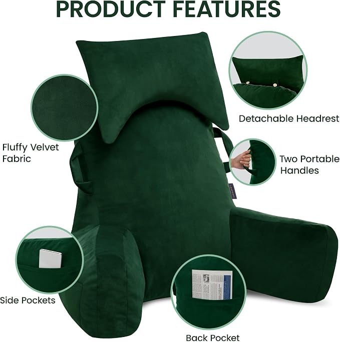 Reading Pillow for Bed,Back Pillow for Bed Sitting Up,Lumbar Support Pillow - Image 6