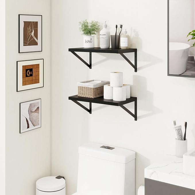 Axeman Deep Floating Shelves, 16'' x 10'' Black Wall Shelves Set of 2 - Image 7