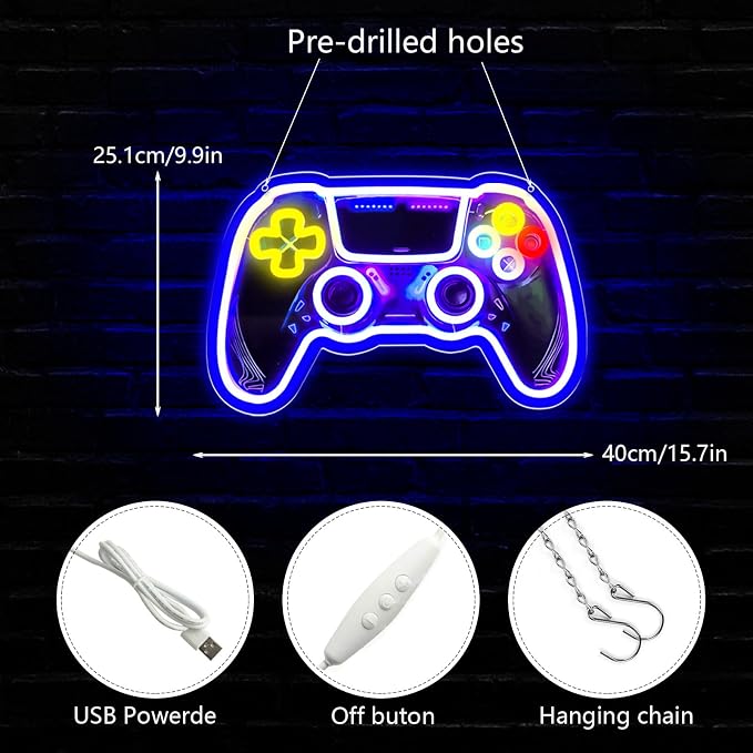 Game Room Neon Sign,Game Neon Lights Wall Decor for Internet Cafe, Gaming Room, Man cave, Bedroom Gift Art for Boys Girls Fans Gamer-15.8 x 10 IN-USB Powered-Acrylic - Image 6