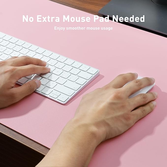 Aothia Leather Desk Pad Protector, Mouse Pad, Office Desk Mat, Non-Slip PU Leather Desk Blotter, Laptop Desk Pad, Waterproof Desk Writing Pad for Office and Home (23.6" x 13.7", Fairy Pink) - Image 4