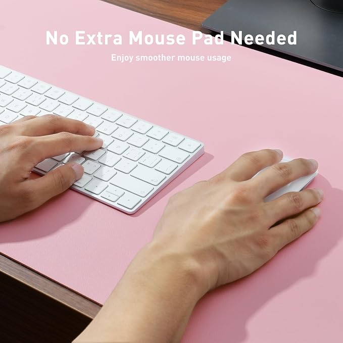 Aothia Leather Desk Pad Protector, Mouse Pad, Office Desk Mat, Non-Slip PU Leather Desk Blotter, Laptop Desk Pad, Waterproof Desk Writing Pad for Office and Home (36" x 17", Fairy Pink) - Image 4