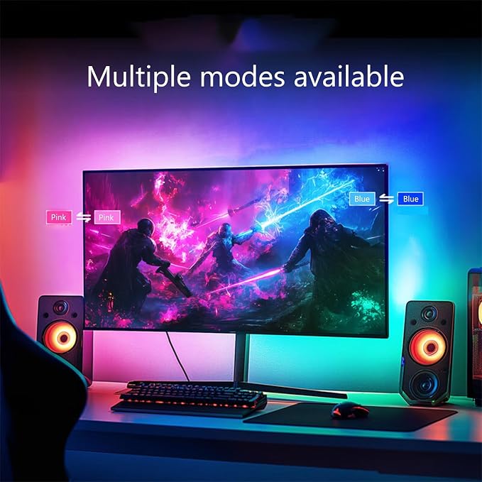 Monitor LED Backlights, RGB Screen Desk Light PC, Computer Light Bar Behind Monitor, LEDs for Desk Gaming, USB Port, LED Strip Lights that Sync with Screen Color or Music(24 inches) - Image 6