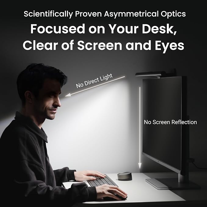 BenQ ScreenBar Halo 2 LED Monitor Light Bar - Wireless Controller, Backlight, Motion Sensor, Adjustable Brightness/Color Temperature, Eye-Care, No Screen Glare, Fits Curved Monitor, Monitor Accessory - Image 9