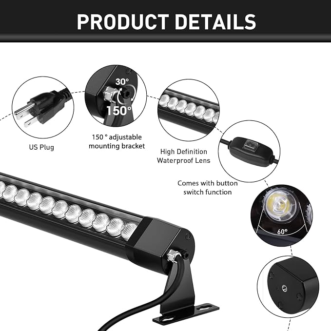 LED Wall Washer Lights Bar 2 Pack,54W 6000K Outdoor Wall Wash Lighting,40 Inch IP67 Waterproof 120V Outdoor LED Light Bar with Switch On/Off for Garden,Backyard,Building,Courtyard Landscape Lighting - Image 2