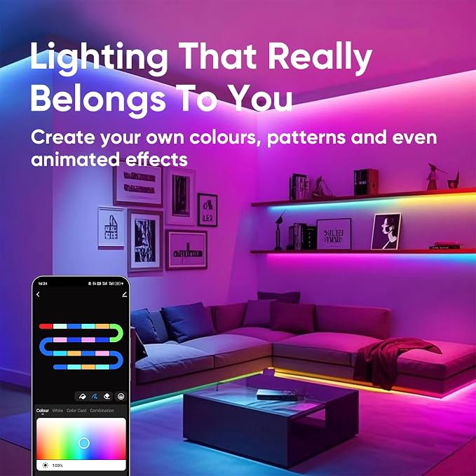 LED Strip Lights for Bedroom 32.8ft,Music Sync Color Changing LED Lights with Remote and App Control,RGBICWW Strip for Room Home Kitchen Party Stairs Bar Decoration - Image 5