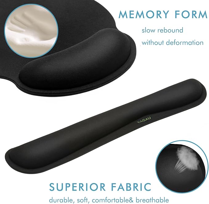 Comfy Mee Premium Memory Foam Keyboard and Mouse Wrist Rest Pads Set- for Comfortable Typing &Wrist Pain Relief (Pack of 2) | Ergonomic Memory Foam Set for Office, Laptop, Mac, Computer and Gaming, Comfortable Typing &Wrist Pain Relief - Image 4
