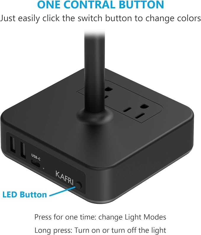 KAFRI RGB Headphone Stand with USB A&C Charger Desk Gaming Headset Holder Hanger Rack with 3 USB Charging Port and 2 Outlet - Suitable for Gamer Desktop Table Game Earphone Accessories Boyfriend Gifts - Image 5