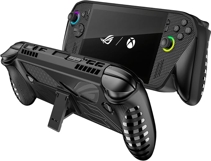 Protective Case with Kickstand for ASUS ROG Xbox Ally X 2025 - Shockproof TPU Cover with Stand, Non - Slip & Anti- Collision Handheld Game Console Accessories (Black) by SidunRilax