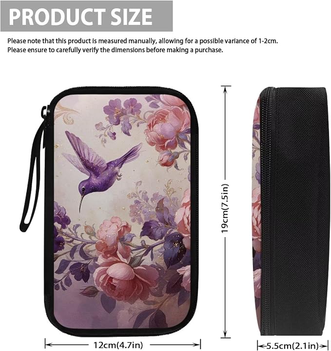 Purple Hummingbird Cord Organizer Travel Portable Electronic Organizer Travel Case Tech Pouch for Cable Cord Charger Phone Earphone Power Bank - Image 5