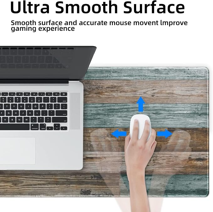 Galdas Gaming Mouse Pad Vintage Wood Grain Pattern XXL XL Large Mouse Pad Mat Long Extended Mousepad Desk Pad Non-Slip Rubber Mice Pads Stitched Edges Thin Pad (31.5x11.8x0.12Inch) - Image 6