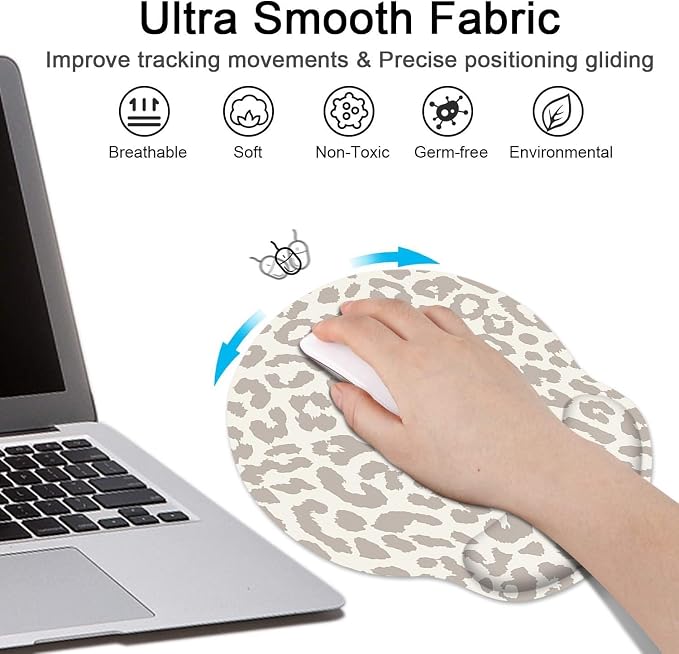Britimes Ergonomic Mouse Pad Set with Wrist Rest, Leopard Animal - Image 4