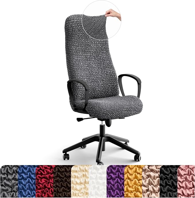 PAULATO BY GA.I.CO. Stretch Office & Gaming Chair Cover – Breathable Desk Computer Armchair Slipcover with Zipper – Bi-Elastic Stretchable Protector Machine Washable – Dark Grey (Office Chair) by PAULATOBYGAICO