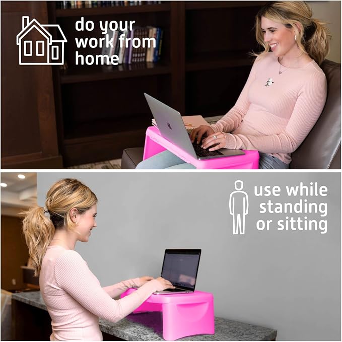 MAVOCRAFT Foldable Kids Lap Tray with Storage - Portable Lap Desk Kids & Adults - Kids Lap Desk for Breakfast in Bed, Serving Tray, Car Desk & Gaming (Pink) - Image 6