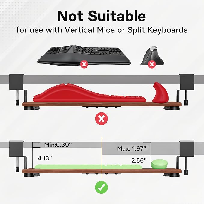 BONTEC Under Desk Keyboard Tray, Pull-Out Keyboard & Mouse Platform - Image 4