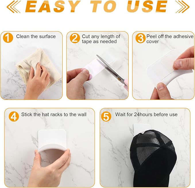Wonderjune 24 Pcs Headphone Wall Hangers Adhesive Gaming Headset Holder Hooks for Wall Mount Strong Universal Stand Hooks for Most Headphone Controller, Hat, Baseball Caps, Door, Closet (White) - Image 3