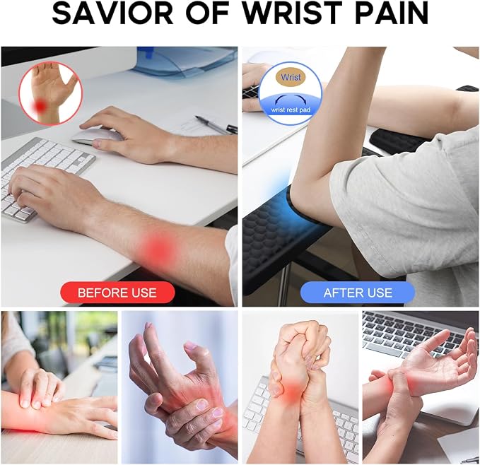 JIKIOU L-Shaped Desk Elbow Pad for Desk,Memory Foam Elbow Support Pad 2Pack | Massage Design, 14.9inch is 20% Longer for Comfort, Non-slip Rubber Base, Ergonomic Cushion for Pain Relief, Black Flowers - Image 6