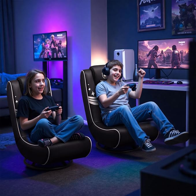 GTPLAYER Floor Gaming Chair Foldable Swivel Floor Chairs for Kids Boys Comfy Video Game Seat with 360° Multipurpose for Gamers, Bedroom or Game Room (Gold) - Image 9
