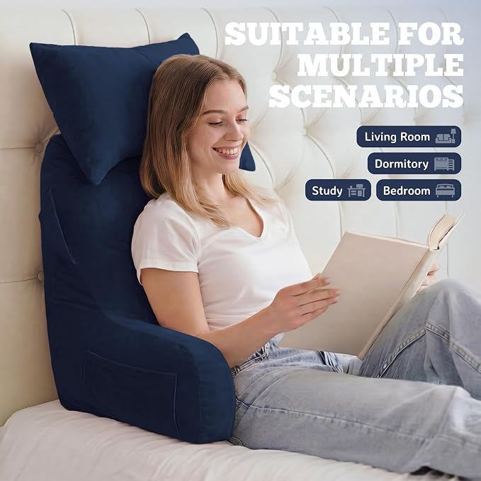 Reading Pillow for Bed,Back Pillow for Bed Sitting Up,Lumbar Support Pillow - Image 3