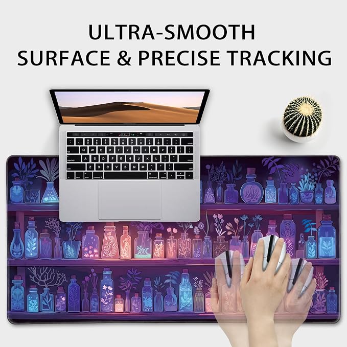 Mystical Potion Bottles Large Gaming Mouse Pad Desk Mat 31.5x15.7 | Extended Mousepad, Non-Slip Rubber Base , Stitched Edges, for Computer/Laptop/Office/Home - Image 5