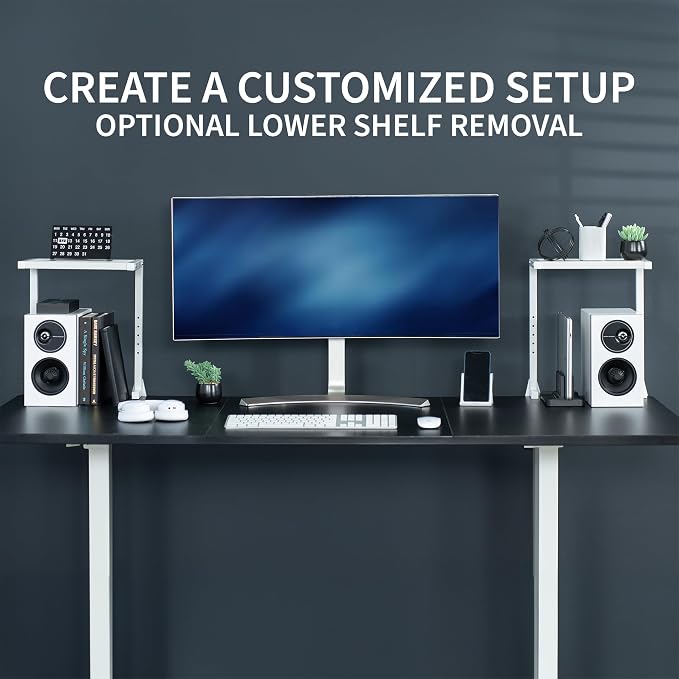 VIVO White Clamp-on 13 inch 2-Tier Desk Shelf, STAND-SHELF2CW - Image 7