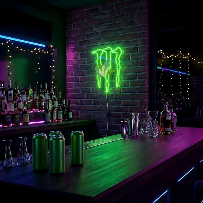 Green Energy Neon Sign Wall Decor for Bedroom – Man Cave LED Light for Gaming Room & Drinks Bar | Stylish Mark Neon Art Gift for Men - 15.75" x 12.8" - Image 8