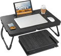 BUYIFY 23.4" Foldable Lap Desk Bed Table with Cup Holder Tray Black by BUYIFY