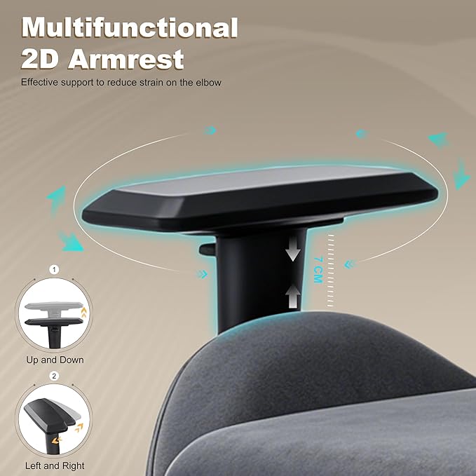 Gaming Chair with Footrest, Up/Down Armrests, Suede Fabric Ergonomic Office Chair, 150° Recline Computer Chair for Desk, Darkblue - Image 6