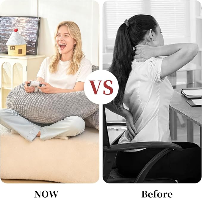 17" Reading Pillow for Bed,U Shaped Arm & Elbow Support,Gray Flannel | Backrest Supports Back,U shaped Lap Pillow Cushions Arms,Elbows & Wrists,Soft Flannel for Reading,Gaming,Watching TV - Image 7