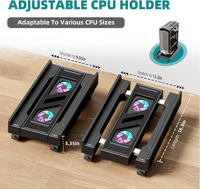 CABTE Computer Tower Stand with Cooling System and RGB Light - Image 2