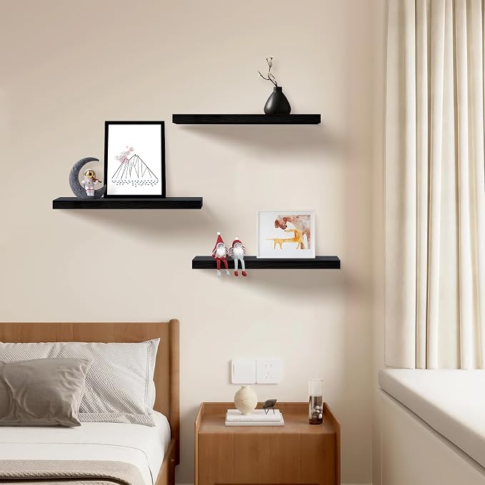 Floating Shelves for Wall Set of 3, 36" Black Wall Shelves for Home Decor - Image 5