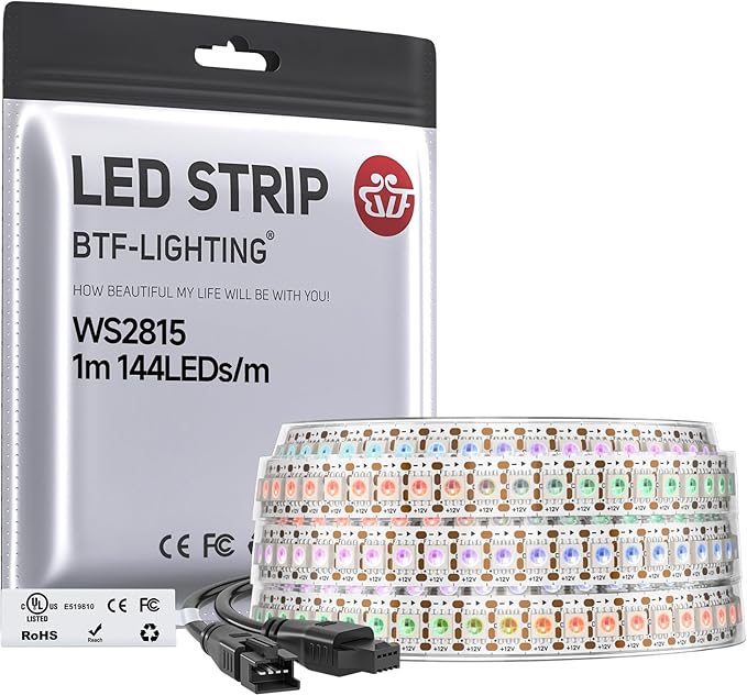 BTF-LIGHTING WS2815 LED Strip Light UL Listed 3.2FT 144 LED DC12V IP67 by BTF-LIGHTING