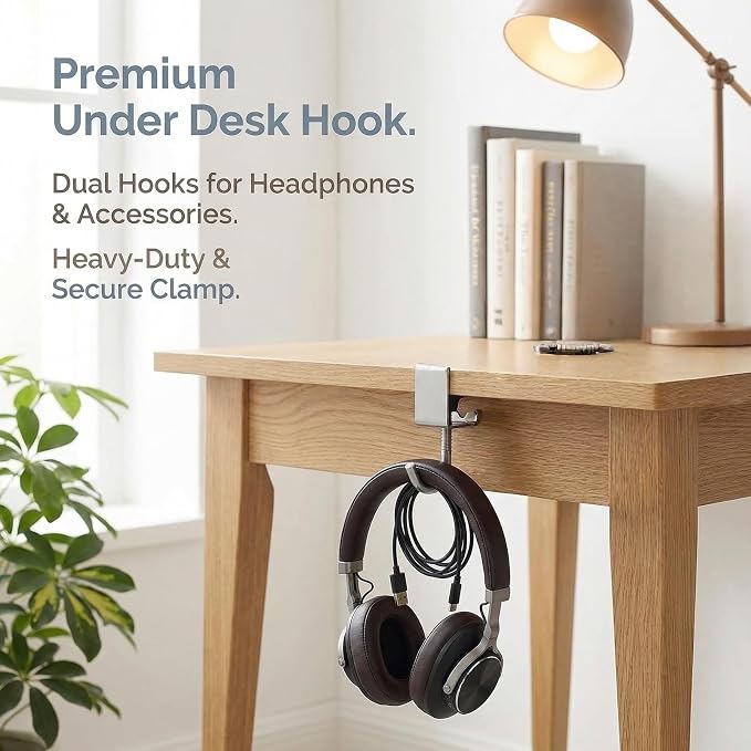 8PCS Movable Table Hooks, Adjustable Desk Mount Bag Holder Clamp, Under Table Purse Hanger Hook with Heavy-Duty Stainless Steel, Silver - Image 8