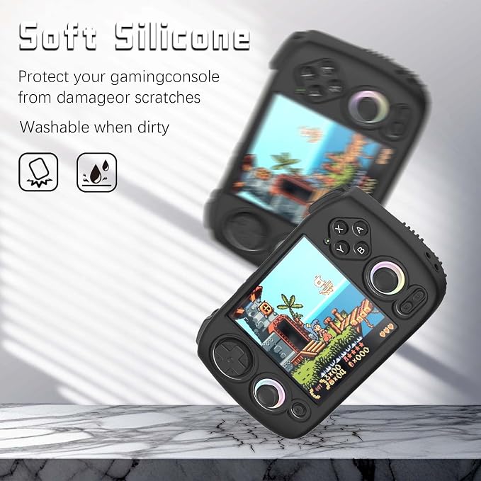 for Anbernic RG CubeXX Silicone Case, Soft Protective Cover Case for RG Cube XX, Drop & Scratch Resistant Washable for RGcubeXX Retro Handheld Game Console Accessories with Lanyard (Black) - Image 4