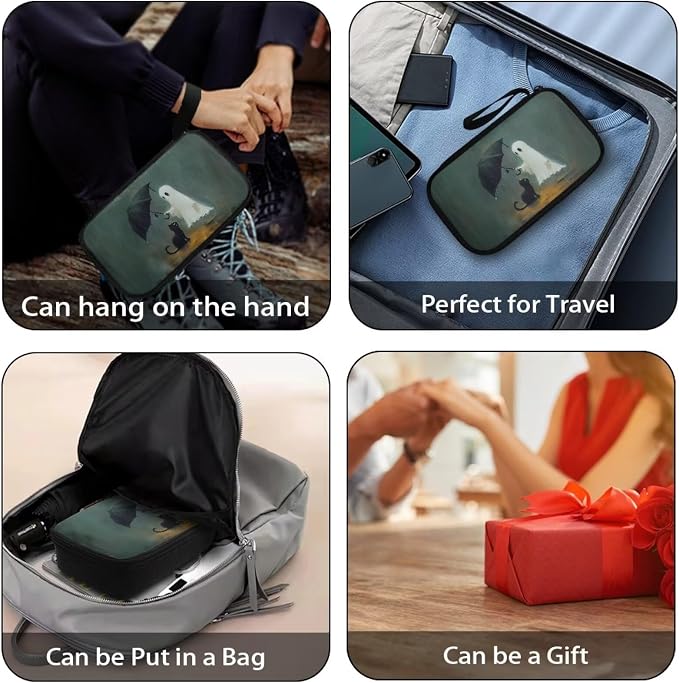 Halloween Ghost and Cat Print Electronic Organizer Travel Organizer Bag Electronics Accessories Cases Storage Bag Waterproof for Cable USB SD Card Power Bank Earphone - Image 6