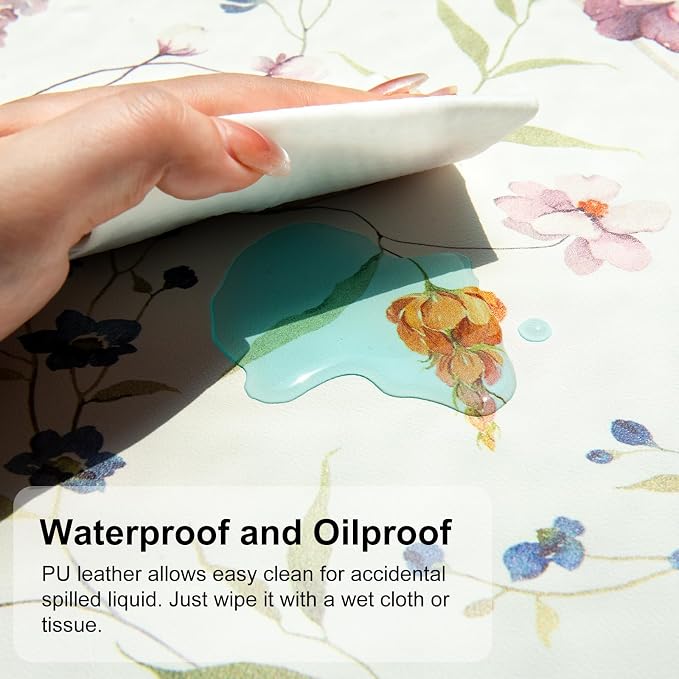 QiyI PU Leather Large Mouse Pad, 31.5" x 15.7", Watercolor Flowers | Desk Décor Accessories, Extended Size, Waterproof & Easy to Clean, Smooth Surface, Non Slip Desk Organization - Image 3