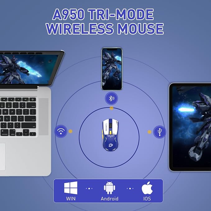 DAREU A950 Wireless Gaming Mouse with RGB Charging Dock,88g Lightweight - Image 3